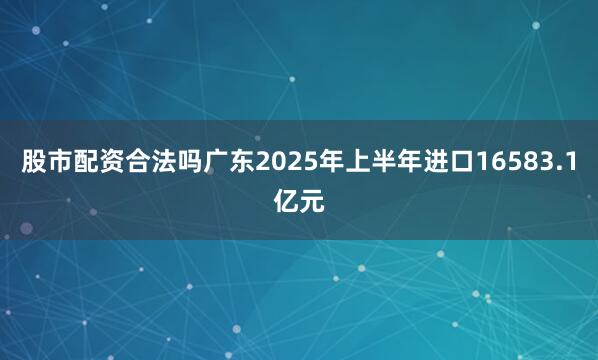 股市配资合法吗广东2025年上半年进口16583.1亿元